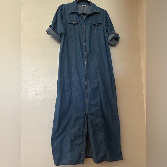 Kings Road Denim Button-Up Maxi Dress - Picture 2 of 5
